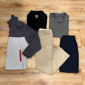 GAP Kids Matching Set of 5 Gray, Black, Beige, Navy Boys Size 10 DriFit Collared